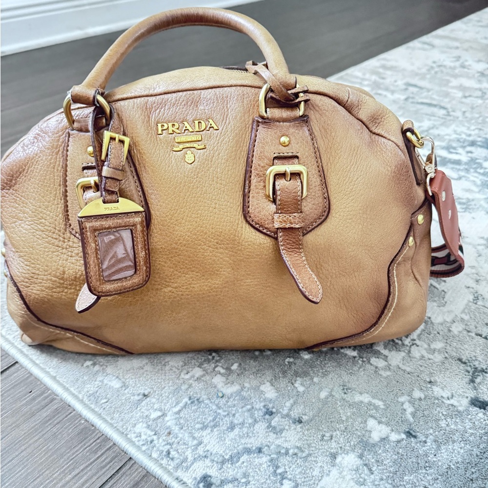 Prada Cervo Antik Dome Satchel Sughero
